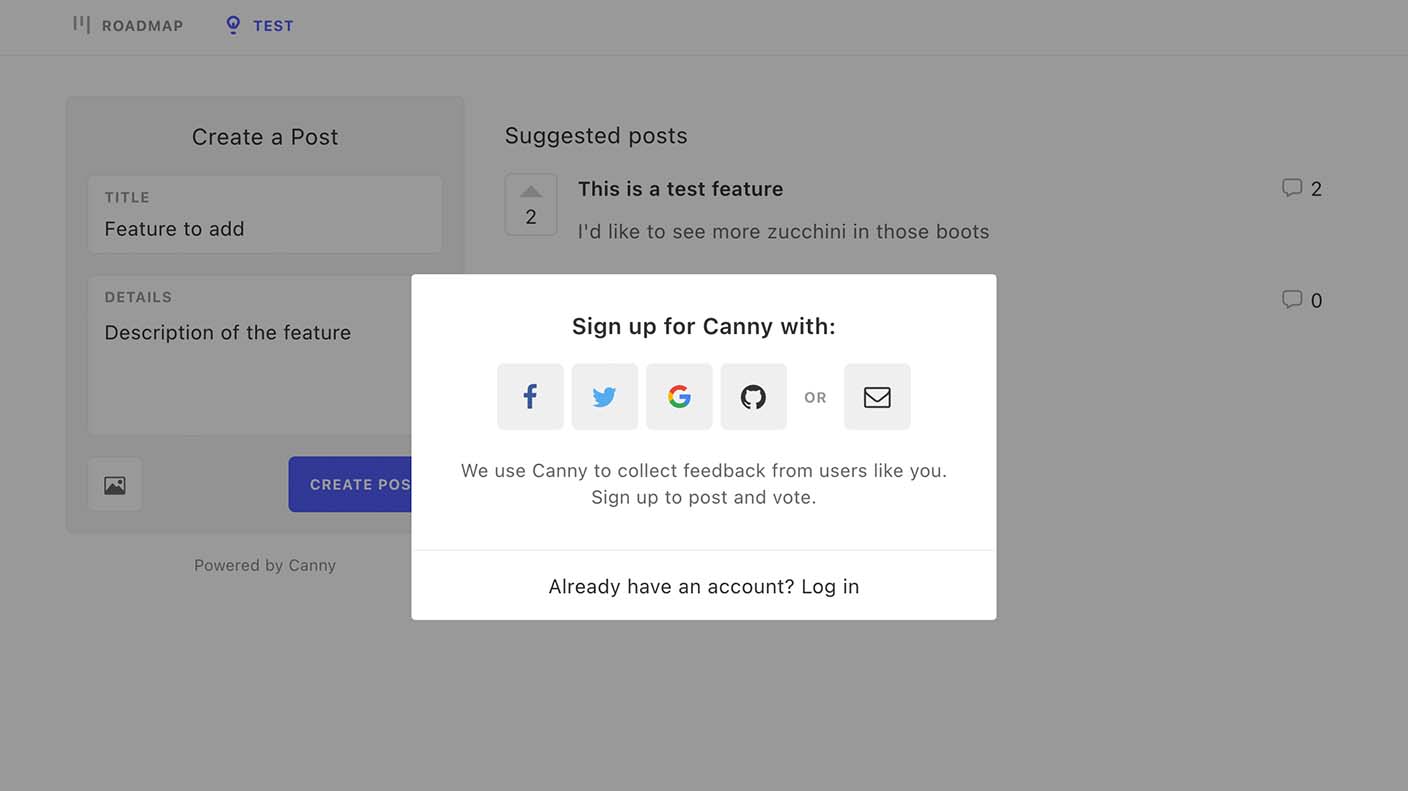 Canny: Users must log in to contribute