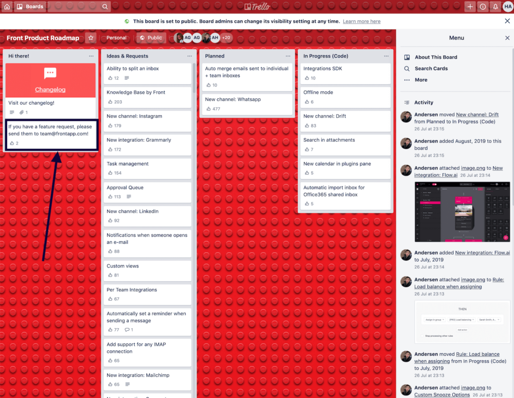 Front Trello board