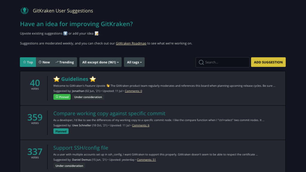 GitKraken - Feature Upvote