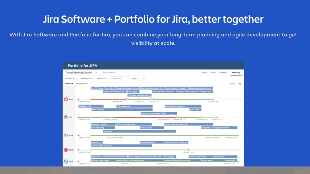 screenshot of Jira Portfolio page