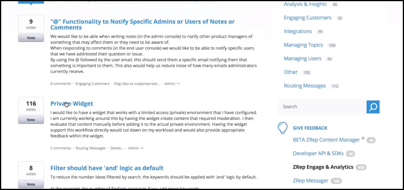 uservoice feedback board